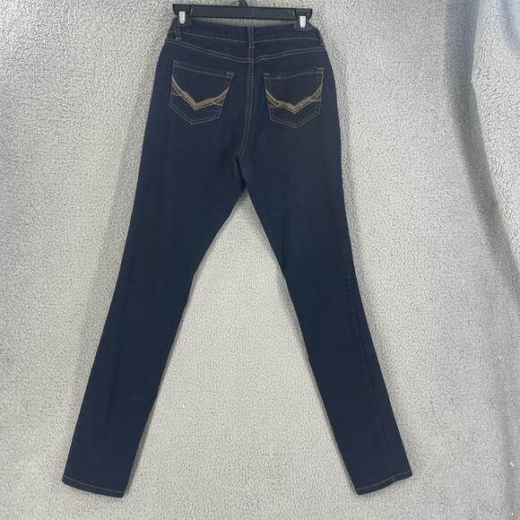 d.jeans Jeans Womens 6 Dark Blue Skinny Stretch Five Pocket Embroidered Back - Picture 6 of 9